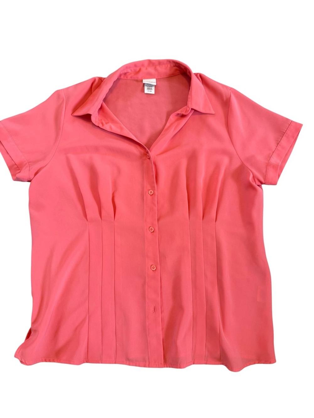 Women's Covington Coral Button-Front Short Sleeve Blouse EUC Size 16-18W